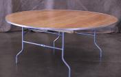 Table, 6ft round wood with metal frame