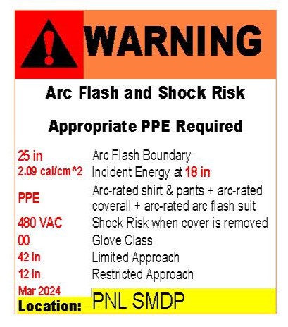 Arc Flash warning label