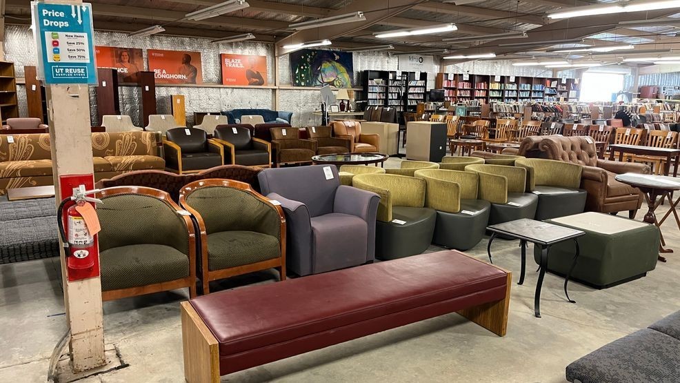 UT Surplus REuse Store warehouse with home furnishings on display