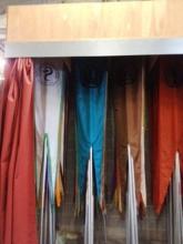 College banners in red, white, blue, and brown