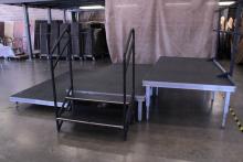 Risers with hand railings and back railing