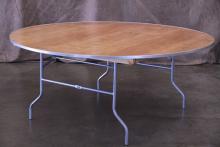Table, 6ft round wood with metal frame
