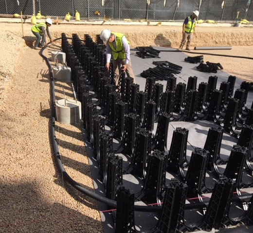 Soil cells being installed