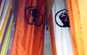 College banners in white and orange