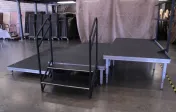 Risers with hand railings and back railing