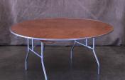 Table, 5ft round wood with metal frame