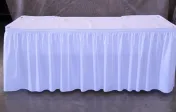 Table, 6ft with ruffled cloth skirting