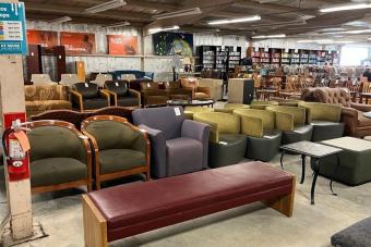 UT Surplus REuse Store warehouse with home furnishings on display