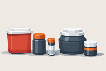 Illustration of sealed containers representing regulated medical and biological waste.