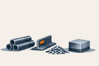 Illustration of scrap metal items routed to metal recycling.