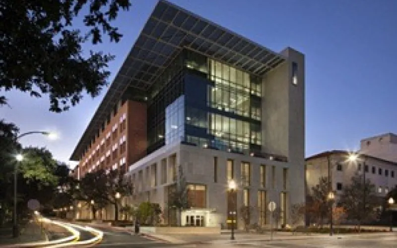 Norman Hackerman Building (NHB) at dusk